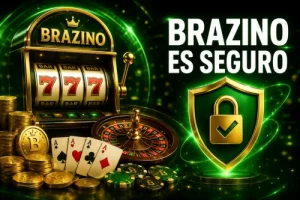 Banner de Brazino con símbolo de seguridad y casino online